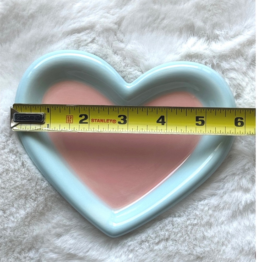 New Heart Shaped‎ Ceramic Cat Plate Pink Blue Whisker Fatigue Friendly Dish - Picture 6 of 7